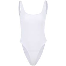 Load image into Gallery viewer, White Strappy Bodysuit Sexy Backless Ribbed Bodysuit Romper string femme sexy Sleeveless Tank Top gloved bodysuit Body Female