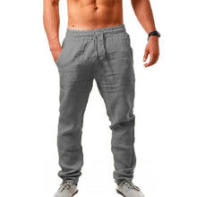 Load image into Gallery viewer, Men's Cotton Linen Pants Male Autumn New Breathable Solid Color Linen Trousers Fitness Streetwear S-3XL