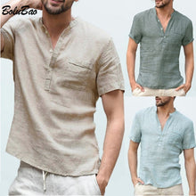 Load image into Gallery viewer, BOLUBAO Summer Men's Short Sleeved T-shirt Fashion Cotton and Linen Led Casual TShirt Mens Breathable Male T-shirt