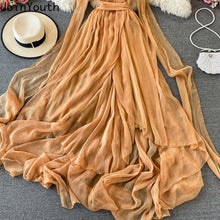 Load image into Gallery viewer, Joinyouth Beach Maxi Dresses for Women Sexy V-neck Sleeveless White Dress Summer Elegant Dress Gauze Big Swing Vestidos De Mujer