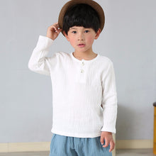 Load image into Gallery viewer, children t shirts fashion linen pleated boys t shirt children t-shirt 2022 summer baby boys girls t-shirt children clothes kids