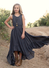 Load image into Gallery viewer, Girls Backless Irregular Cotton Dress Kids Wedding Flower Christmas Party Princess Solid Color Dress Clothing for 6 8 1 0 12 14y