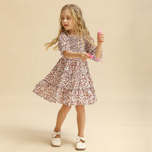 Load image into Gallery viewer, Summer Girls Short Sleeve Dress Children Casual Flower Print Smocked Daily Clothes 3-8 Years Kids Party Ruffle Vesrido For Girl