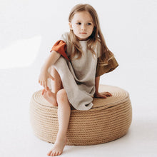 Load image into Gallery viewer, Girls Natural Linen Patchwork Dress Summer New Baby Kids Flare Sleeve Casual Cotton And Linen Dresses Children's Clothing TZ045