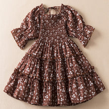 Load image into Gallery viewer, Summer Girls Short Sleeve Dress Children Casual Flower Print Smocked Daily Clothes 3-8 Years Kids Party Ruffle Vesrido For Girl