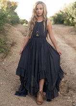 Load image into Gallery viewer, Girls Backless Irregular Cotton Dress Kids Wedding Flower Christmas Party Princess Solid Color Dress Clothing for 6 8 1 0 12 14y