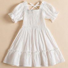Load image into Gallery viewer, Summer Girls Short Sleeve Dress Children Casual Flower Print Smocked Daily Clothes 3-8 Years Kids Party Ruffle Vesrido For Girl