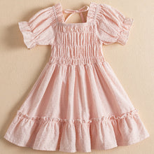 Load image into Gallery viewer, Summer Girls Short Sleeve Dress Children Casual Flower Print Smocked Daily Clothes 3-8 Years Kids Party Ruffle Vesrido For Girl