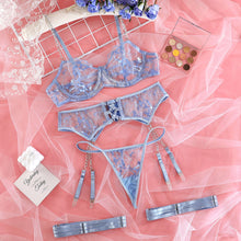 Load image into Gallery viewer, Ellolace Erotic Underwear Lace Transparent Bra Exotic Sets Sexy Thong Woman Porn Fancy Sensual Luxury Lingerie 4-Pieces