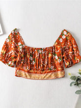 Load image into Gallery viewer, Vintage Chic Women Two Piece Outfits Square Collar Tops Bohemian Elastic Waist Long Pants 2 Pieces Rayon Cotton Boho Sets