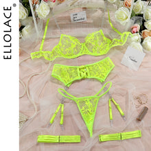 Load image into Gallery viewer, Ellolace Erotic Underwear Lace Transparent Bra Exotic Sets Sexy Thong Woman Porn Fancy Sensual Luxury Lingerie 4-Pieces