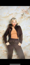 Load image into Gallery viewer, LOV brown zip up sweat set
