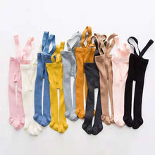 Load image into Gallery viewer, Wholesale Babys Cotton Suspender Pantyhose Infants Baby Girls Boys Cute Solid Color High Waist Bandage Overall Leggings Tights
