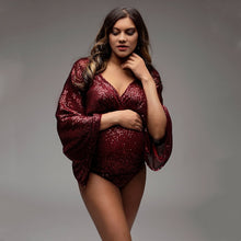 Load image into Gallery viewer, Boho Maternity Velvet Bodysuits For Photography Pregnancy Photo Shoot Bodysuit Pregnant Clothes
