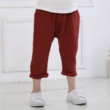Load image into Gallery viewer, children t shirts fashion linen pleated boys t shirt children t-shirt 2022 summer baby boys girls t-shirt children clothes kids
