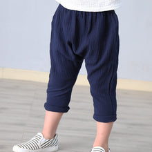 Load image into Gallery viewer, children t shirts fashion linen pleated boys t shirt children t-shirt 2022 summer baby boys girls t-shirt children clothes kids
