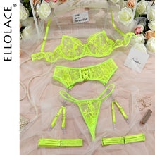 Load image into Gallery viewer, Ellolace Erotic Underwear Lace Transparent Bra Exotic Sets Sexy Thong Woman Porn Fancy Sensual Luxury Lingerie 4-Pieces
